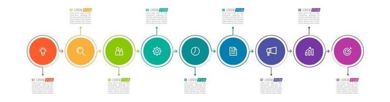 Vector Infographic Design with Icons and 9 Options or Steps