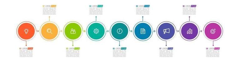 Diseño infográfico vectorial con iconos y 9 opciones o pasos. vector