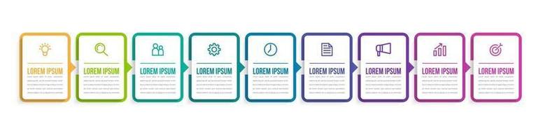 Vector Infographic Design with Icons and 9 Options or Steps