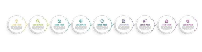 Vector Infographic Design with Icons and 9 Options or Steps