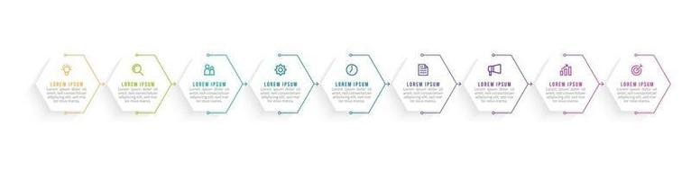 Vector Infographic Design with Icons and 9 Options or Steps