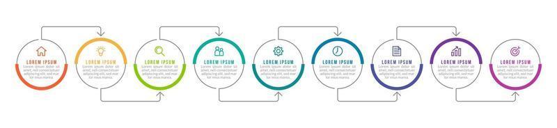 Diseño infográfico vectorial con iconos y 9 opciones o pasos. vector