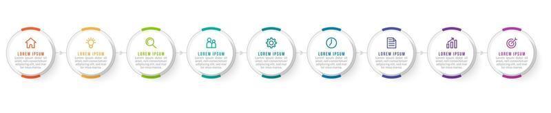 Vector Infographic Design with Icons and 9 Options or Steps