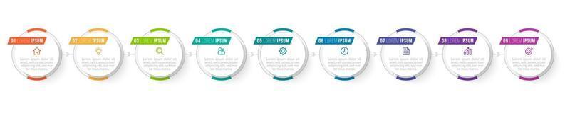 Vector Infographic Design with Icons and 9 Options or Steps