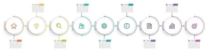 Vector Infographic Design with Icons and 9 Options or Steps