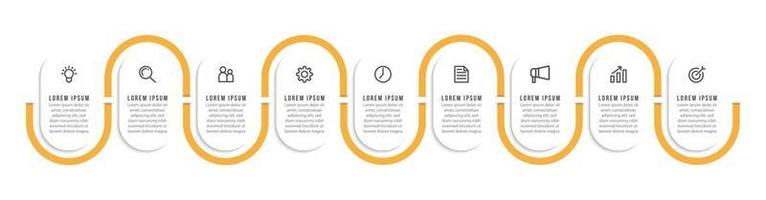 Vector Infographic Design with Icons and 9 Options or Steps