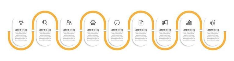 Vector Infographic Design with Icons and 9 Options or Steps