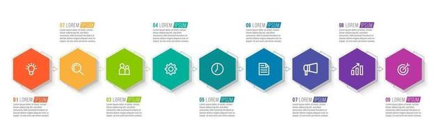 Diseño infográfico vectorial con iconos y 9 opciones o pasos. vector