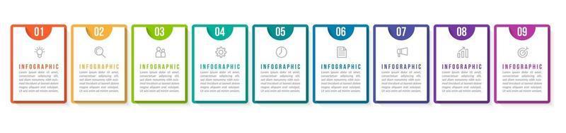 Vector Infographic Design with Icons and 9 Options or Steps