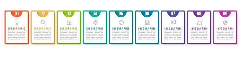 Vector Infographic Design with Icons and 9 Options or Steps