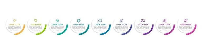 Vector Infographic Design with Icons and 9 Options or Steps