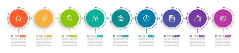 Diseño infográfico vectorial con iconos y 9 opciones o pasos. vector