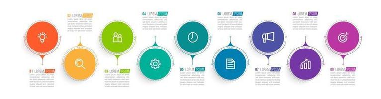 Vector Infographic Design with Icons and 9 Options or Steps
