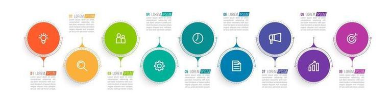 Vector Infographic Design with Icons and 9 Options or Steps