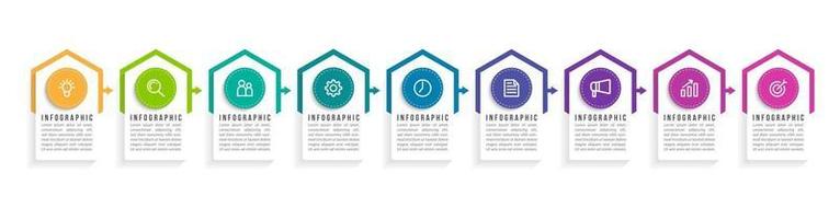 Vector Infographic Design with Icons and 9 Options or Steps