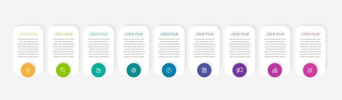 Vector Infographic Design with Icons and 9 Options or Steps