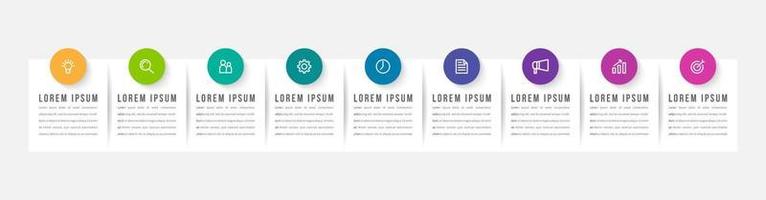 Vector Infographic Design with Icons and 9 Options or Steps