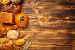 Bread On Wood Background photo