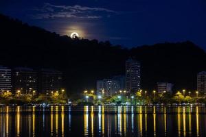 Full moon over Lagoon Rodrigo de Freitas in Rio de Janeiro, Brazil photo
