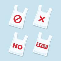 No plastic bags signs and icons set. vector