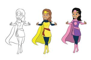 Super Girl Hero Cartoon Character vector