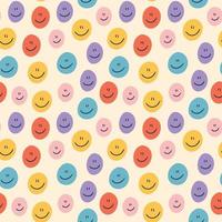Seamless pattern with happy faces vector