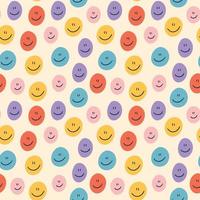 Seamless pattern with happy faces vector