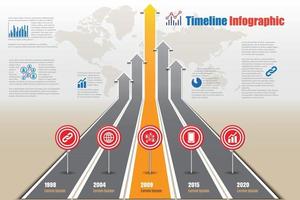 Plantilla de infografía de línea de tiempo de hoja de ruta empresarial, ilustración vectorial vector