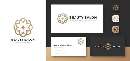 abstract gold flower logo beauty salon vector