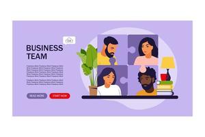 Business team work landing page template vector