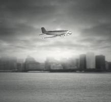 Vintage Aircraft in black and white photo
