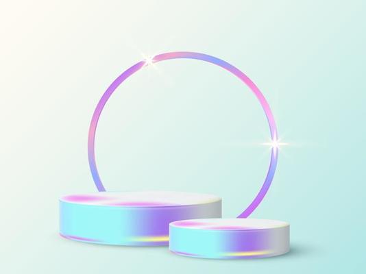 Holographic concept Podium vector illustration
