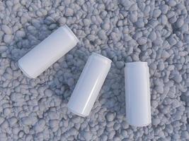 imagen de maqueta de representación 3d de latas blancas y plateadas.