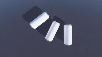 Mockup picture of 3d rendering of white and silver cans. photo