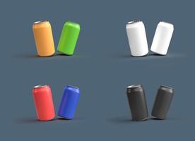 Representación 3D de latas multicolores