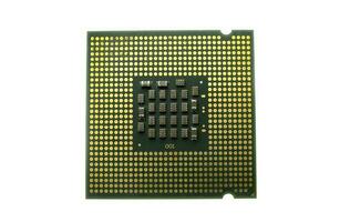 Realistic cpu back view processor chip on white background photo