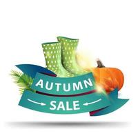 Autumn sale, discount web banner in the form of ribbons vector