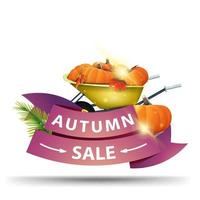 Autumn sale, discount web banner in the form of ribbon vector