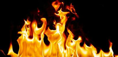 Fire flames on Abstract art black background photo