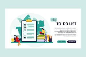 Checklist, to-do list. Landing page. vector