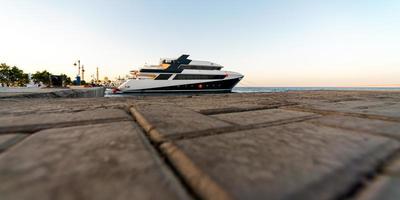 embankment street of the Red Sea in Egypt with ships boats photo