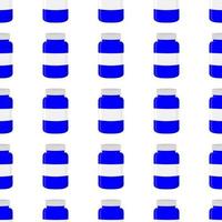 Gran conjunto de colores diferentes tipos de píldoras dentro del tarro cerrado vector