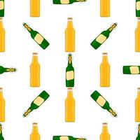 Ilustración sobre el tema botellas de vidrio de cerveza sin costura con tapa para cervecería vector