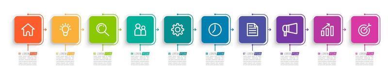 10 Steps Infographic for Business Presentation vector