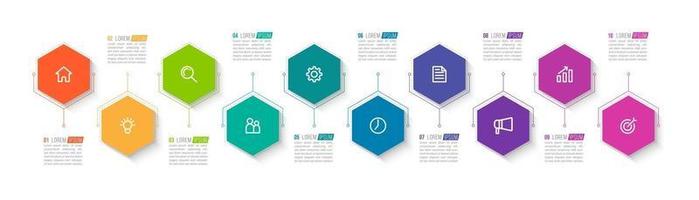 Infografía de 10 pasos para presentación empresarial. vector