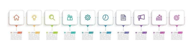 Infografía de 10 pasos para presentación empresarial. vector