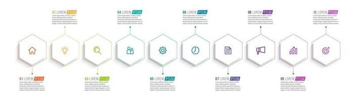 10 Steps Infographic for Business Presentation vector