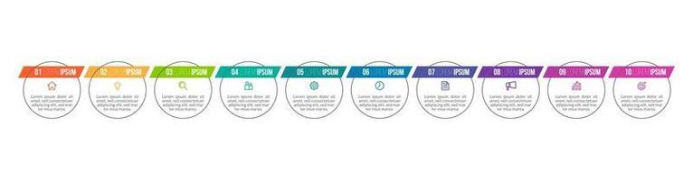 Infografía de 10 pasos para presentación empresarial. vector