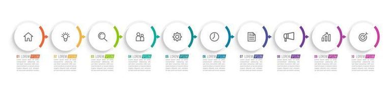 Infografía de 10 pasos para presentación empresarial. vector