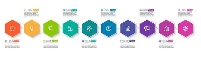 Infografía de 10 pasos para presentación empresarial. vector